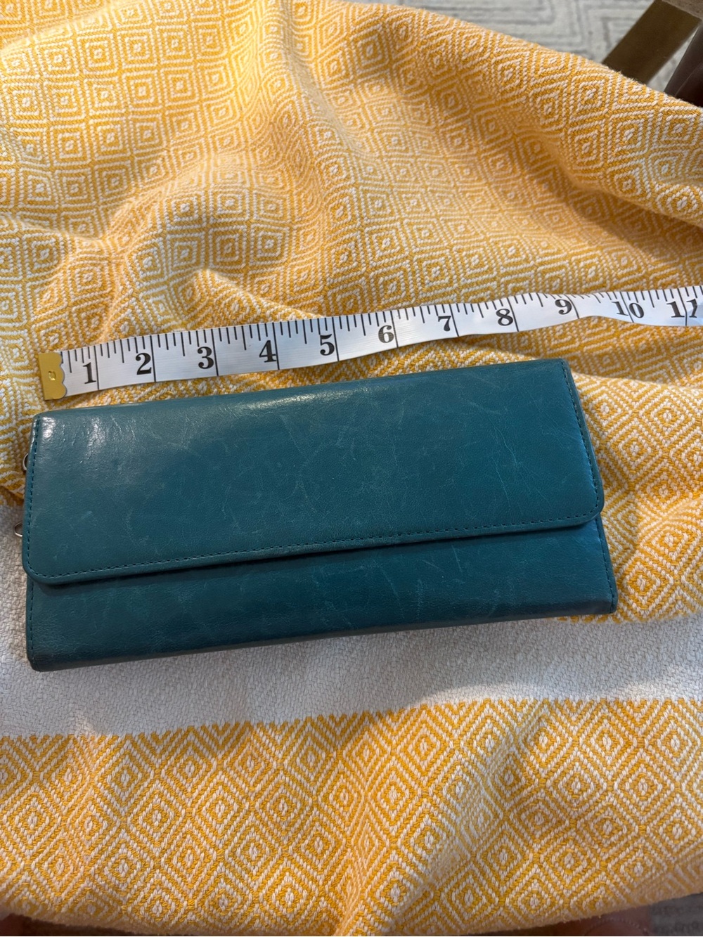 HOBO Teal Leather Foldover Wallet